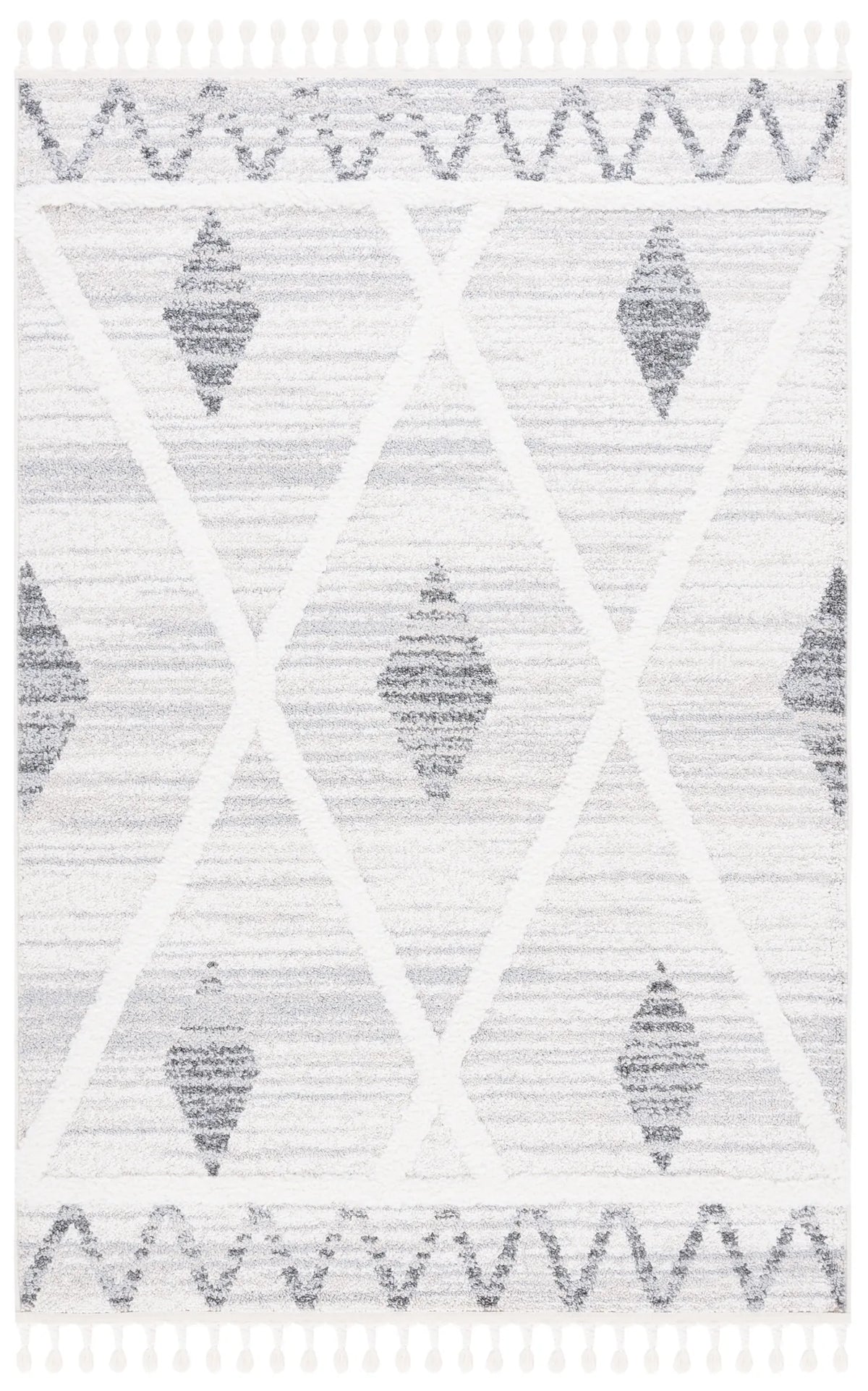 Safavieh Moroccan Tassel Shag 4'-0" x 6'-0" Rug in Beige / Grey