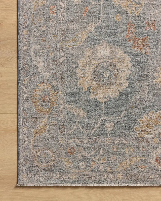 Chris Loves Julia x Loloi Louisa LOI-02 Ocean Sunset Rug - corner on wood