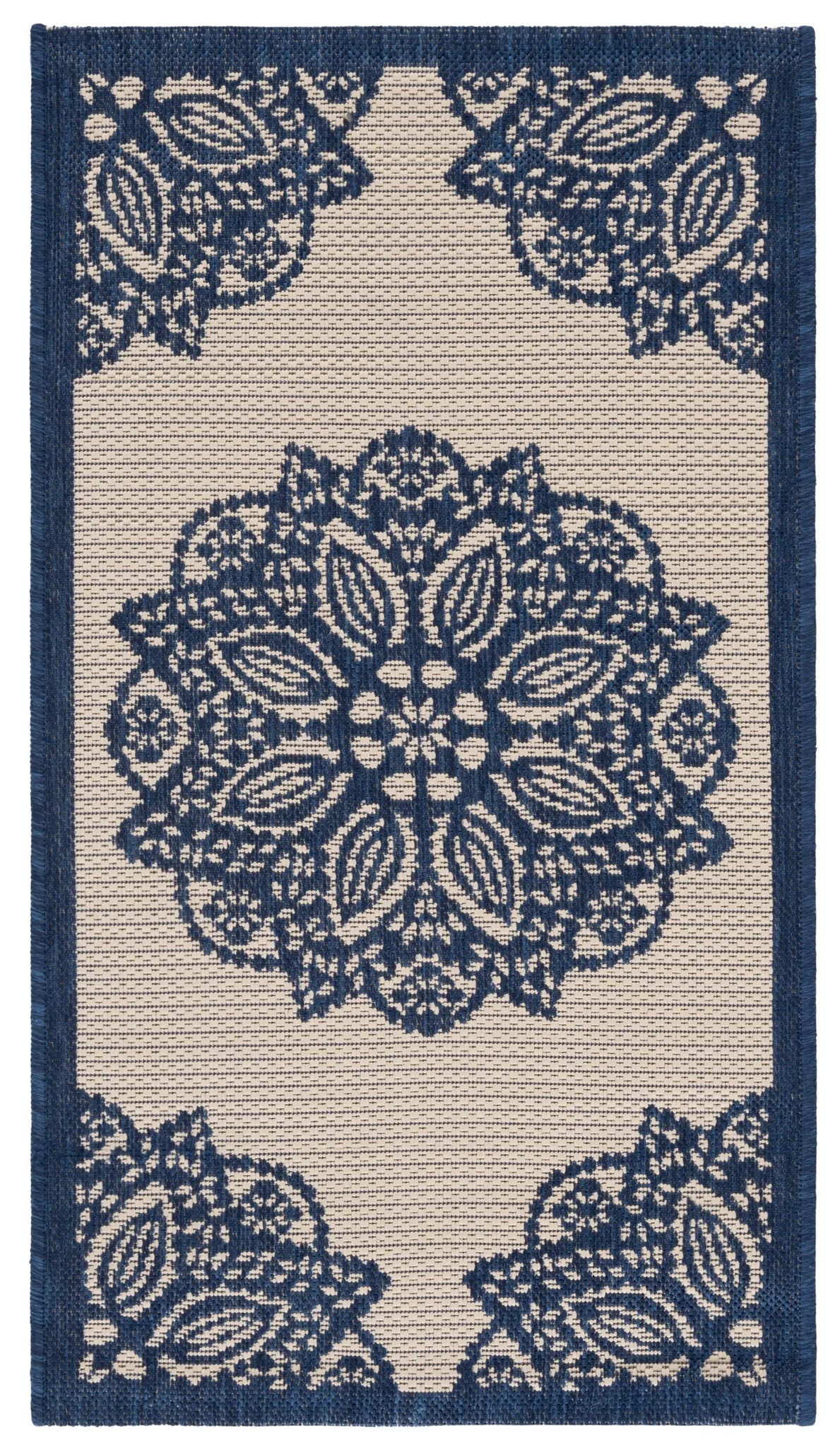Safavieh Courtyard 2'-0" x 3'-7" Rug in Beige / Navy