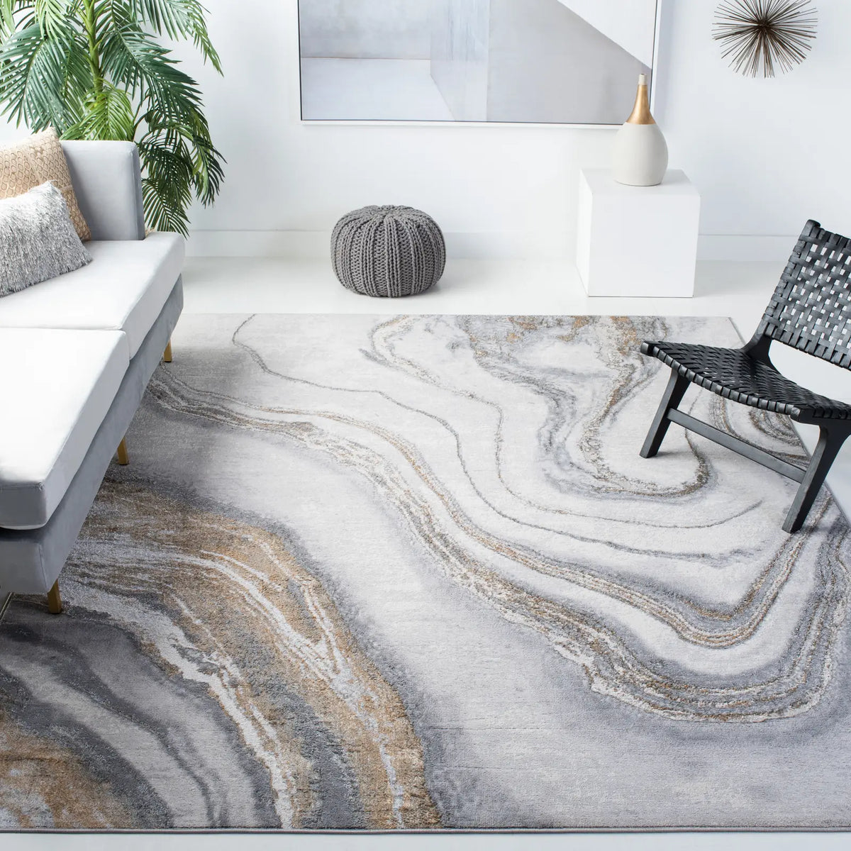 Safavieh Orchard 10'-0" x 14'-0" Rug in Grey / Gold