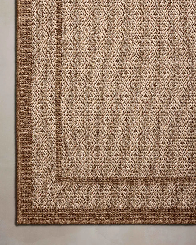 Loloi Merrick Mer-05 Chestnut/Oatmeal Rug - corner on wood
