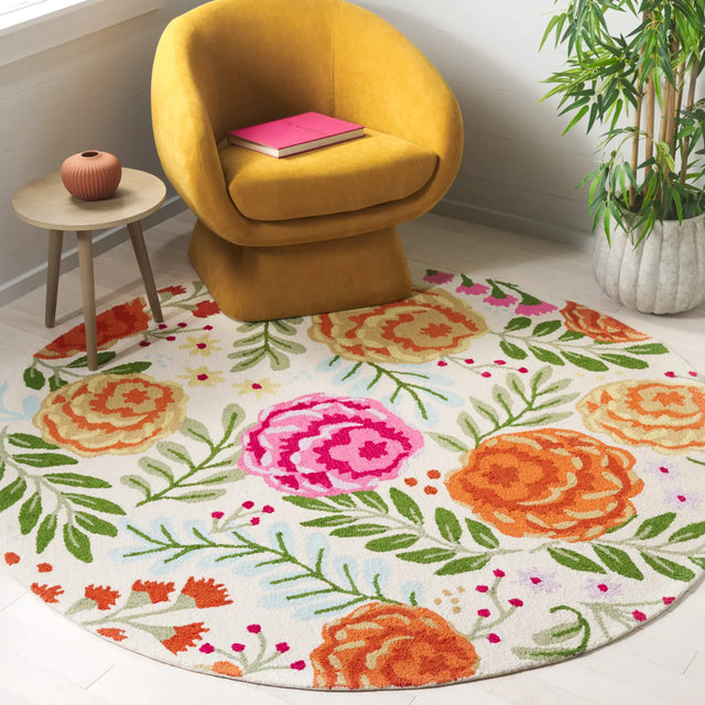 Safavieh Easy Care 6'-0" x 6'-0" Rug in Ivory / Green