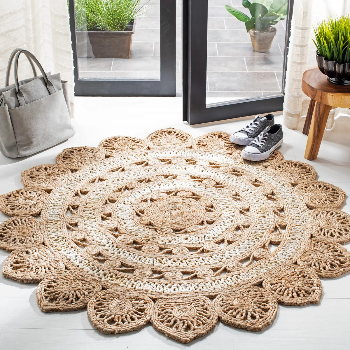 Safavieh Natural Fiber 3'-0" x 3'-0" Rug in Ivory / Natural