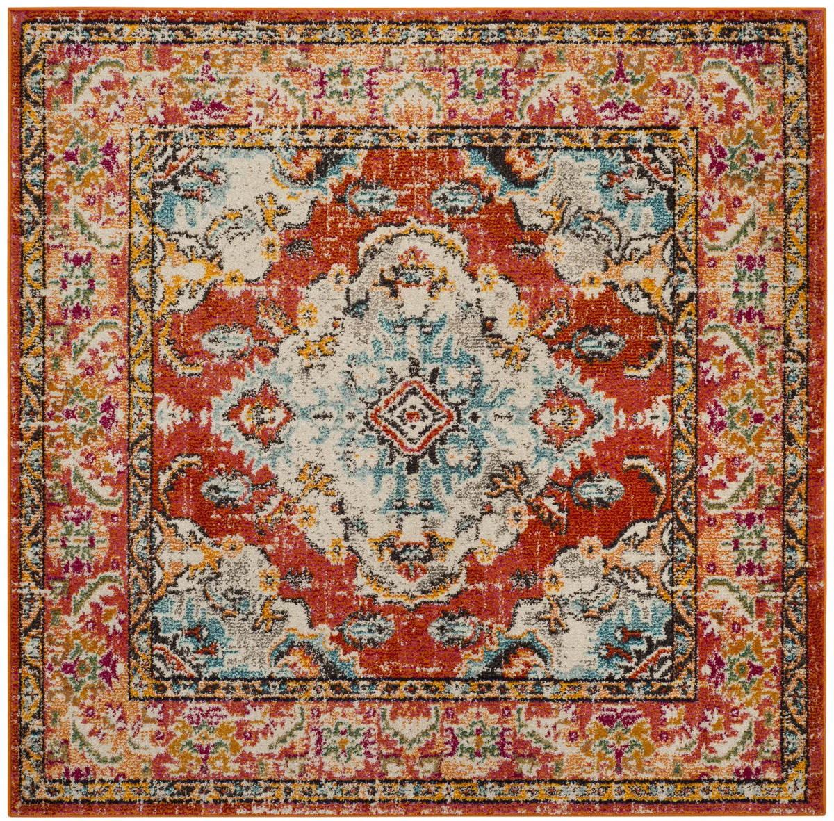 Safavieh Monaco 5'-0" x 5'-0" Rug in Orange / Light Blue