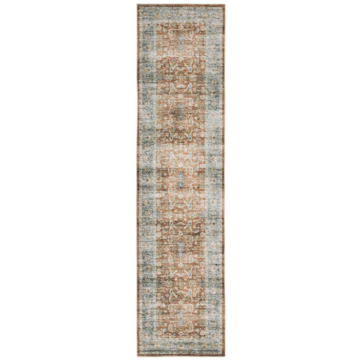 Oriental Weavers Machine Washable Charleston Cha04 Rust/ Blue Rug - runner