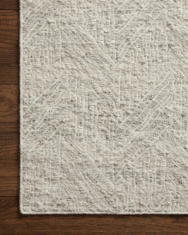 Loloi Raven Rav-01 Silver/Ivory Rug - corner on wood
