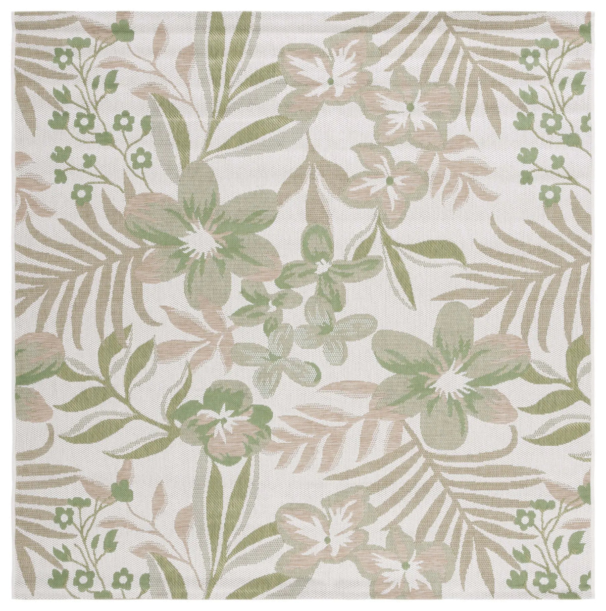 Safavieh Courtyard 6'-7" x 6'-7" Rug in Ivory / Green