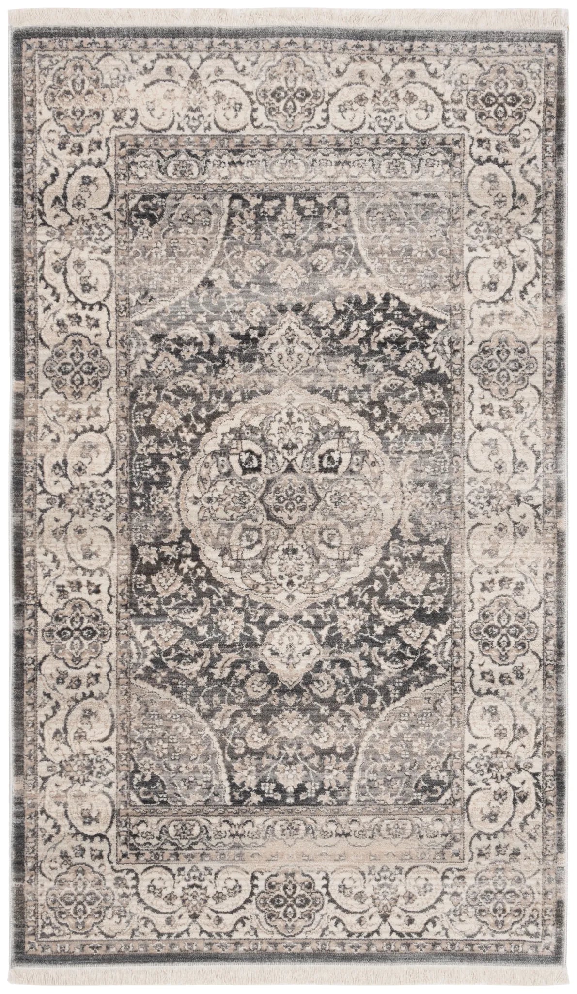 Safavieh Vintage Persian 3'-0" x 5'-0" Rug in Dark Grey / Ivory