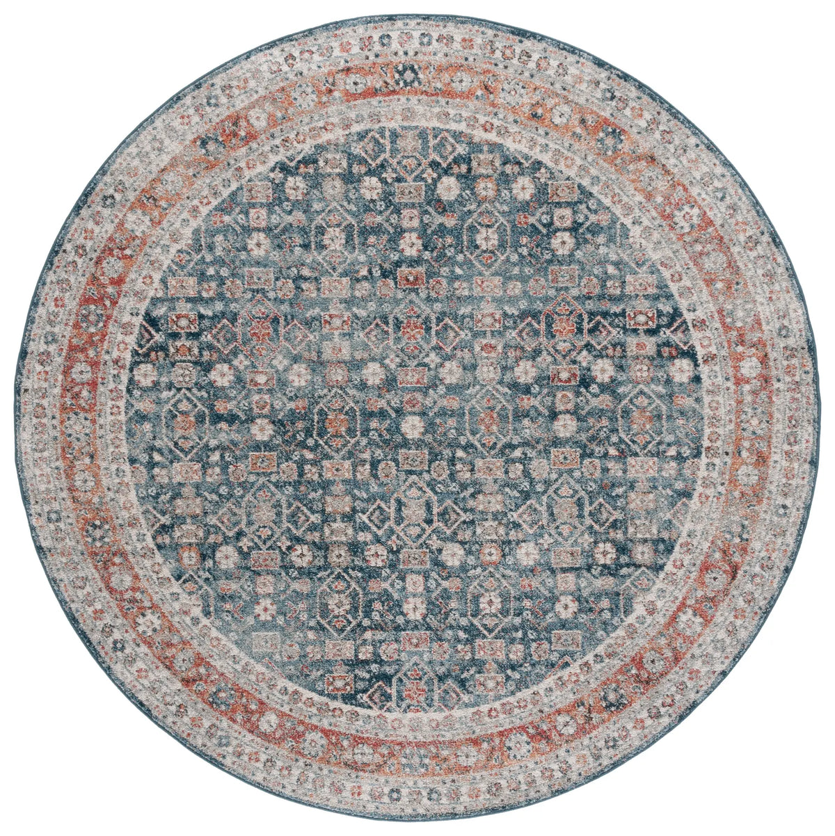 Safavieh Vintage Tabriz 6'-7" x 6'-7" Rug in Blue / Rust