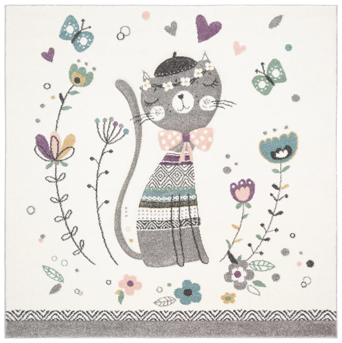 Safavieh Carousel Kids 100 5'-3" x 5'-3" Rug in Ivory / Pink