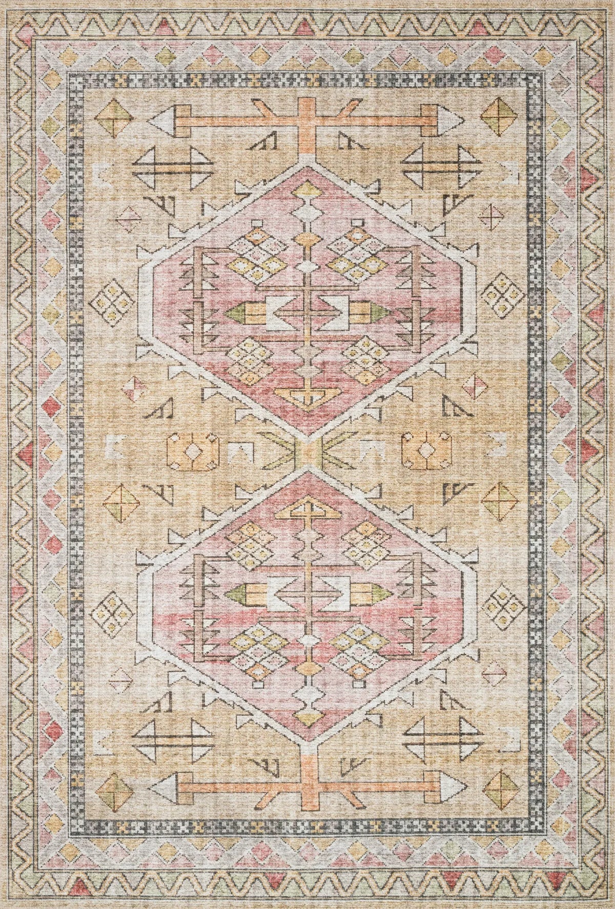 Loloi Skye Sky-04 Gold/Blush Rugs - main flat