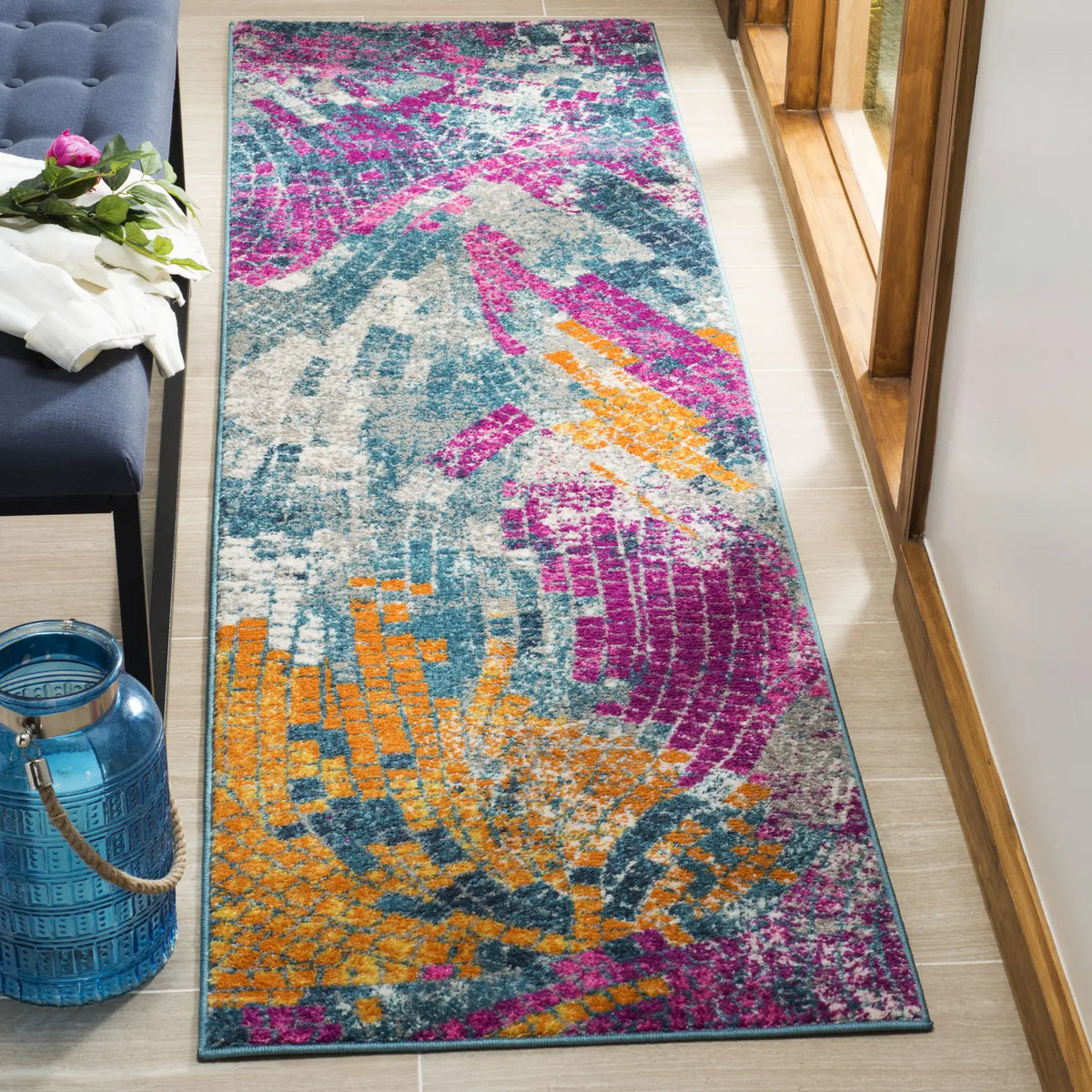 Safavieh Madison 200 2'-3" x 8'-0" Rug in Blue / Multi