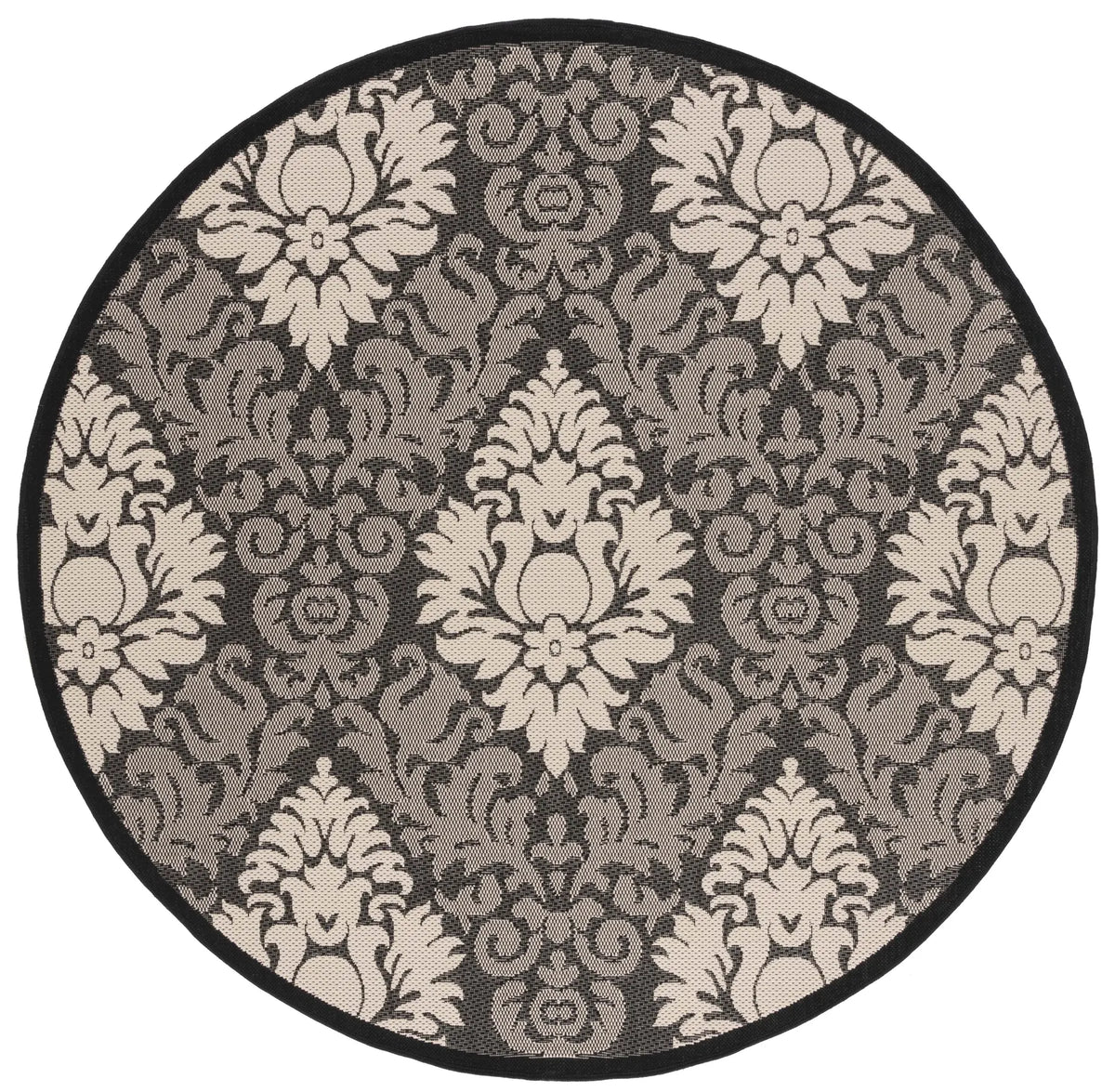 Safavieh Courtyard 6'-7" x 6'-7" Rug in Black / Sand