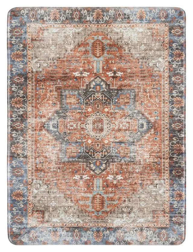 Safavieh Kitchen Mat 100 1'-6" x 2'-0" Rug in Rust / Aqua