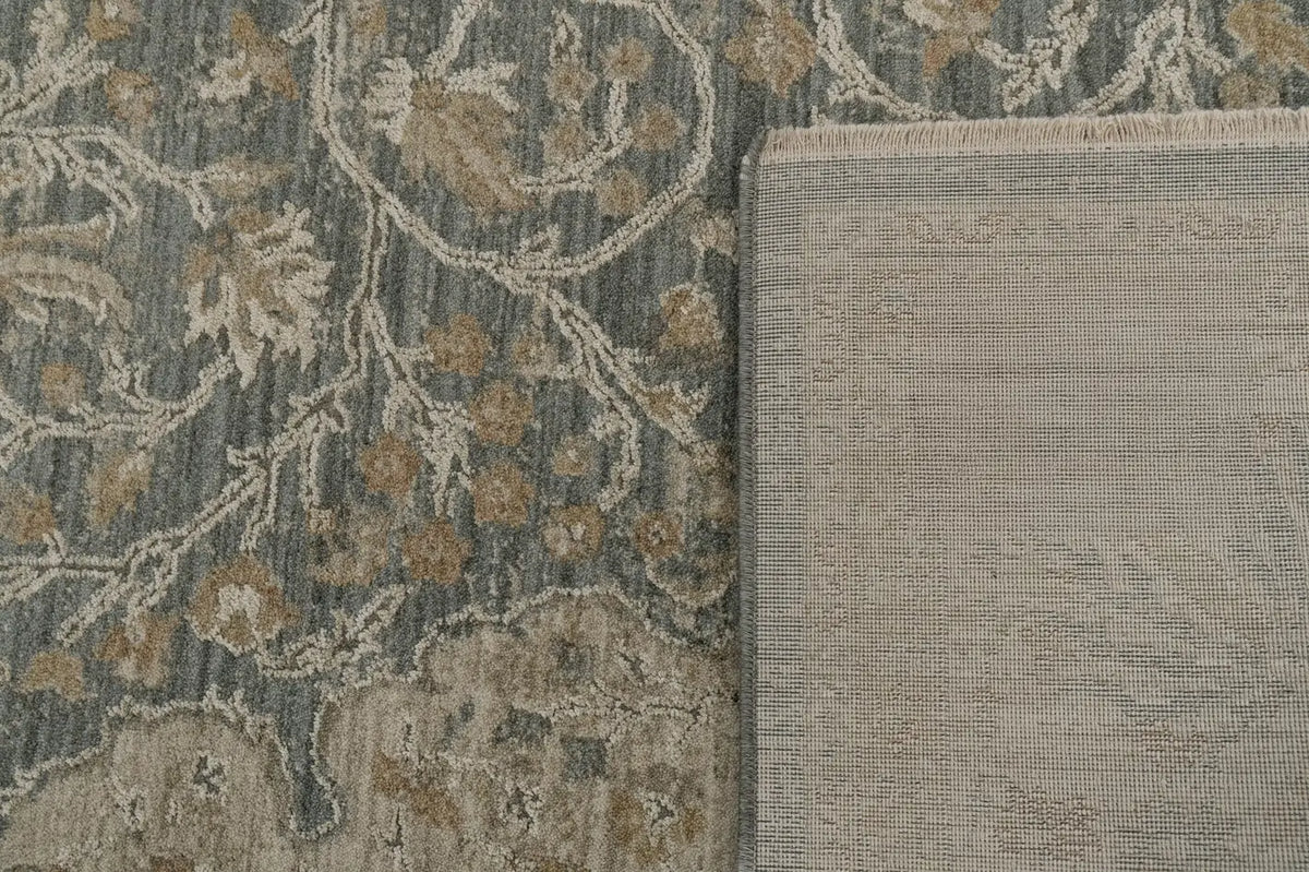 Dynamic Rugs Solace 17920 Power Loomed Traditional Beige/Blue Rug - Corner