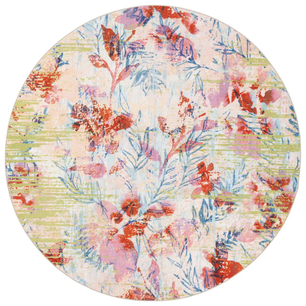 Safavieh Paint Brush 6'-7" x 6'-7" Rug in Blue / Blush Pink