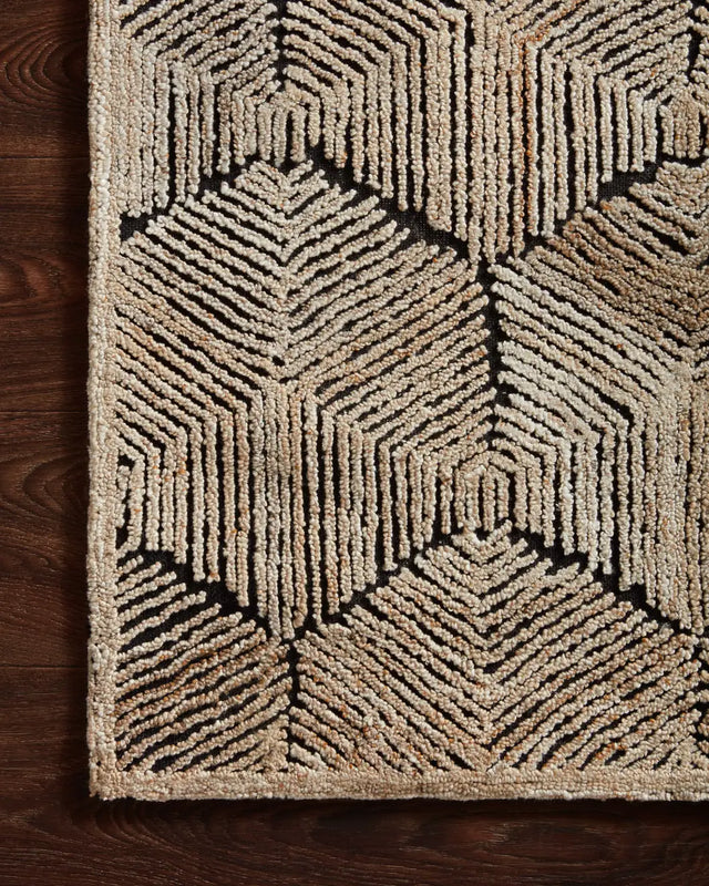 Loloi Prescott Pre-02 Beige Rugs - corner on wood