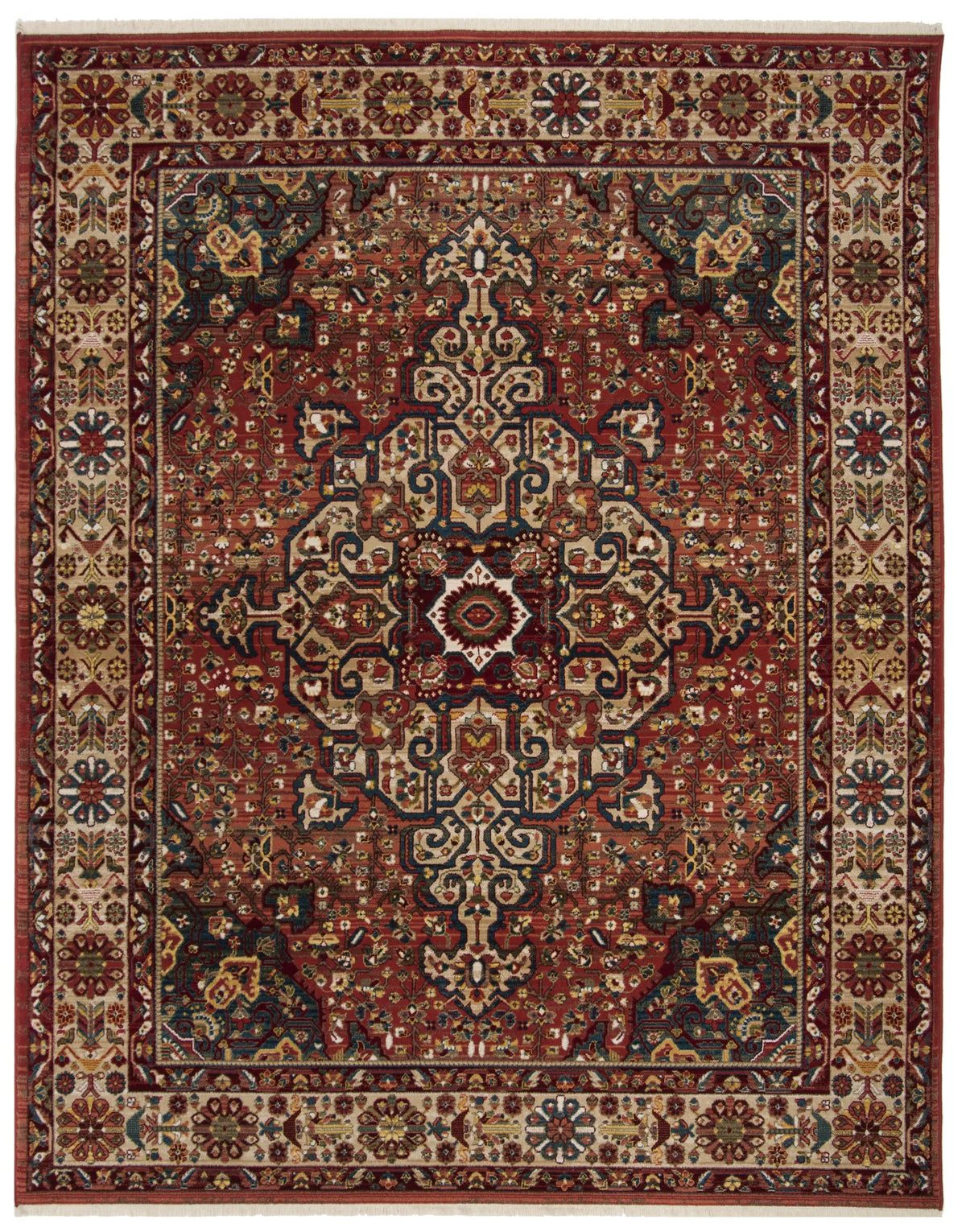 Safavieh Kashan 10'-0" x 14'-0" Rug in Red / Ivory