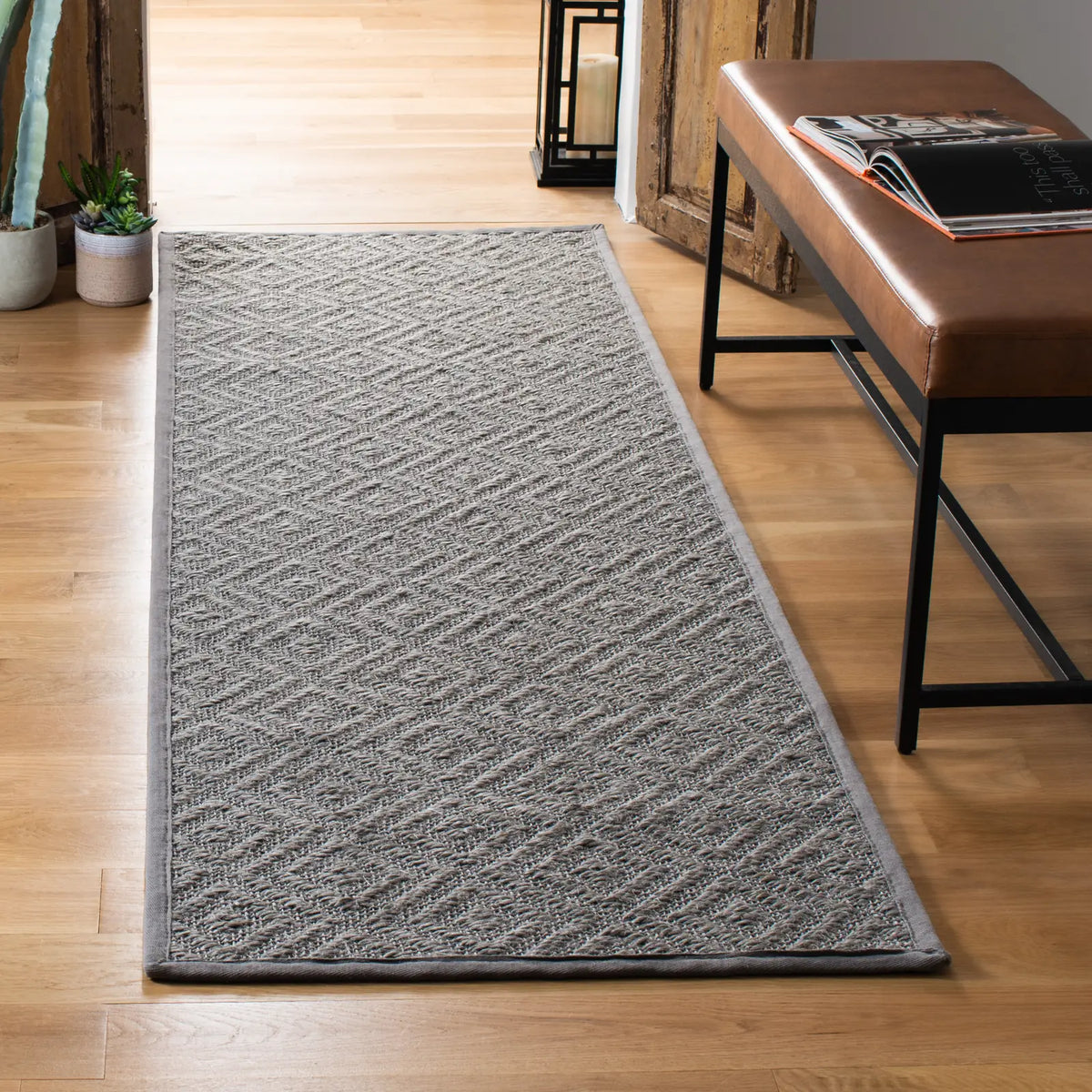 Safavieh Natural Fiber 2'-6" x 10'-0" Rug in Light Grey / Grey