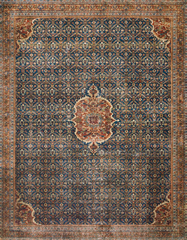 Loloi Layla Lay-09 Cobalt Blue / Spice Rugs - main flat