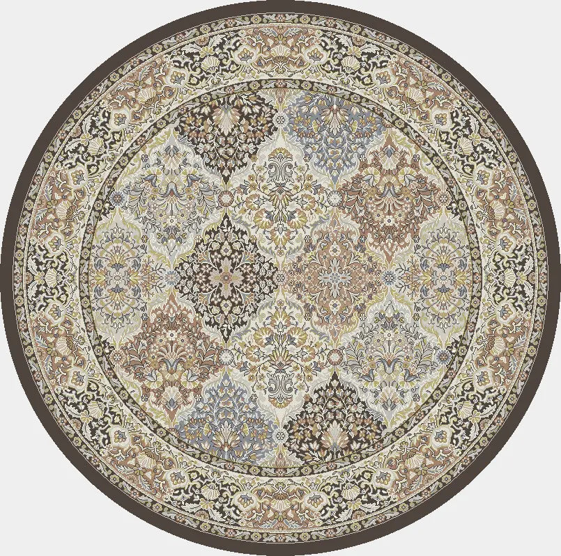 Dynamic Rugs Ancient Garden 57008 Brown/Blue Rug - Round