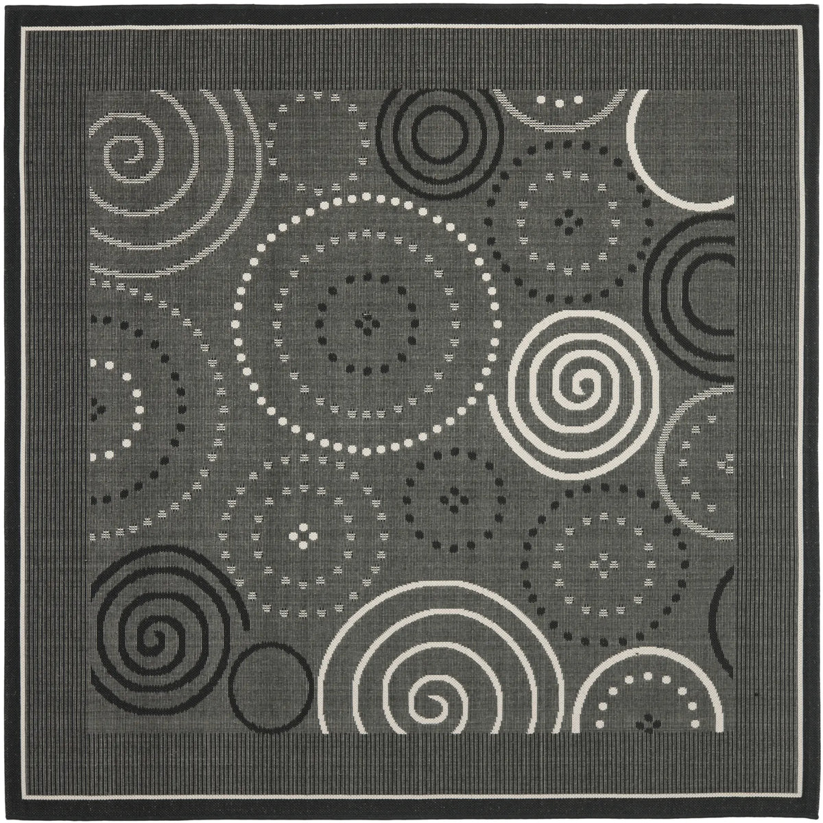 Safavieh Courtyard 6'-7" x 6'-7" Rug in Black / Sand