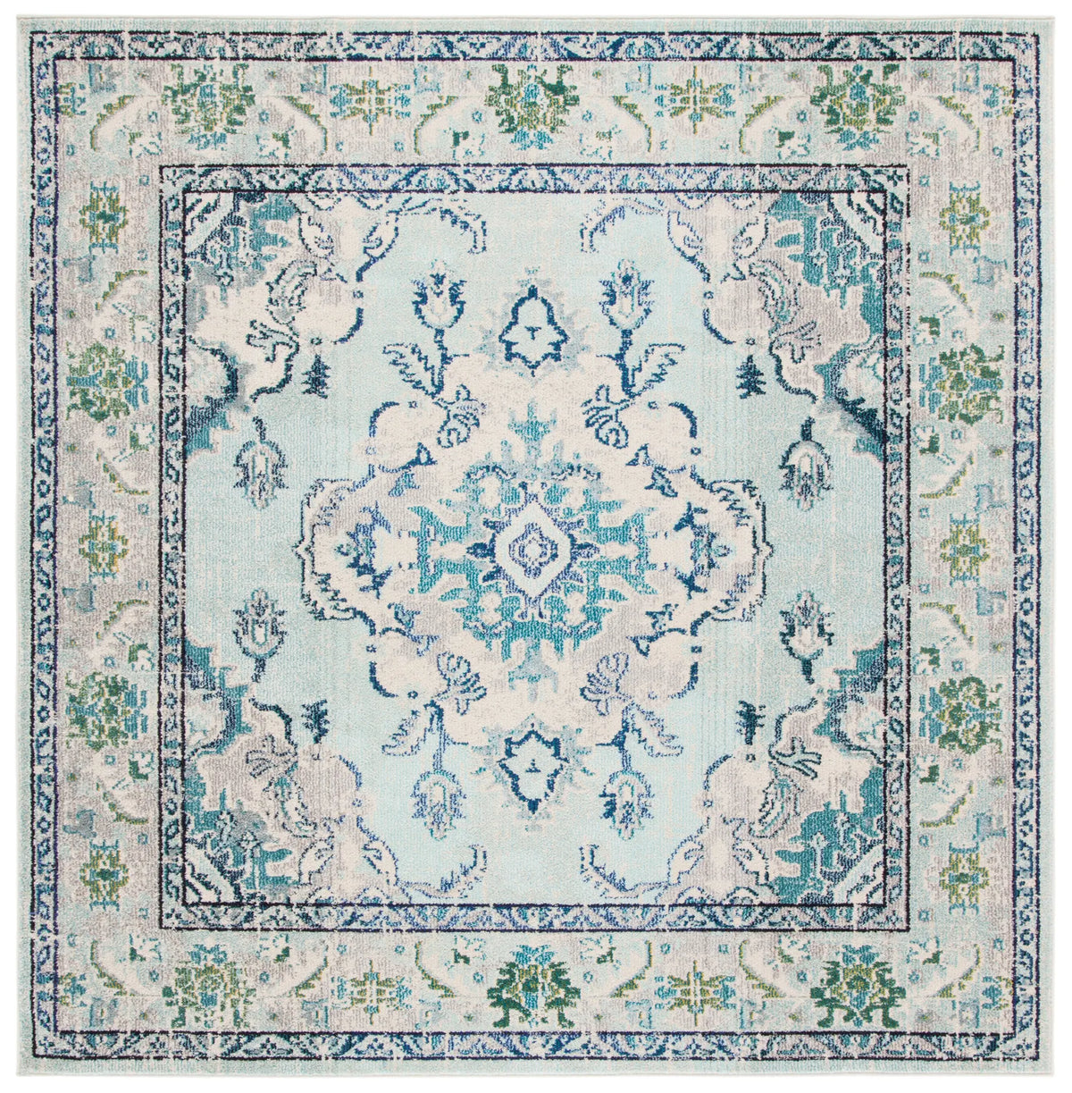 Safavieh Monaco 6'-7" x 6'-7" Rug in Light Blue / Ivory