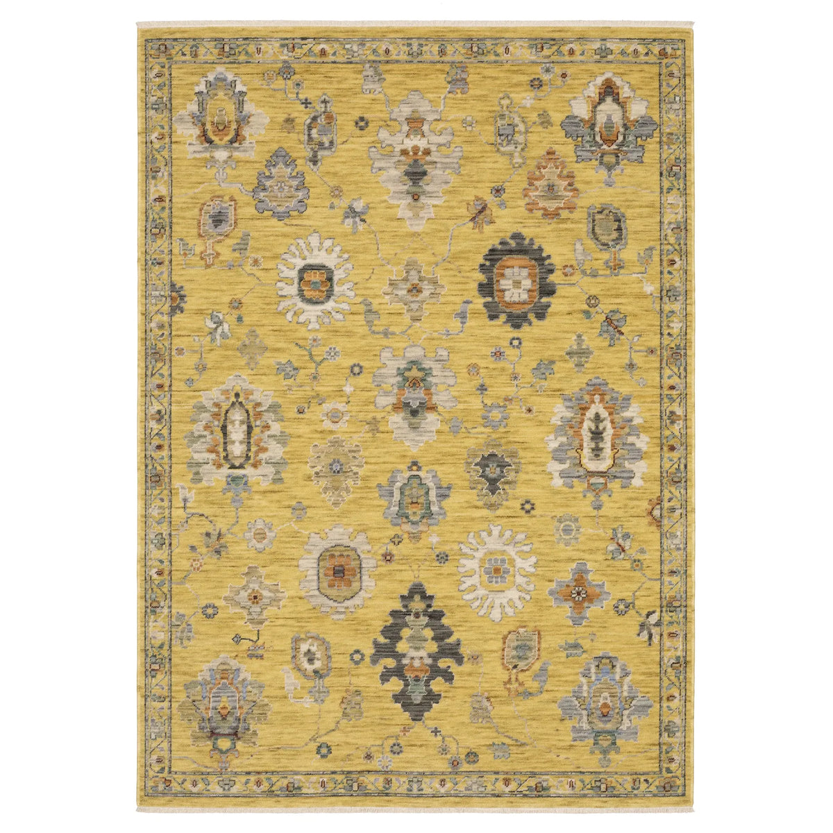 Oriental Weavers Sphinx LUCCA 2863G Yellow Floral Rugs - main flat