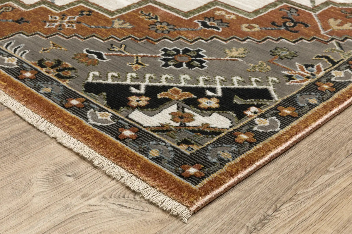 Oriental Weavers Sphinx KEIRA KEI03 Rust Medallion Rugs - corner detail