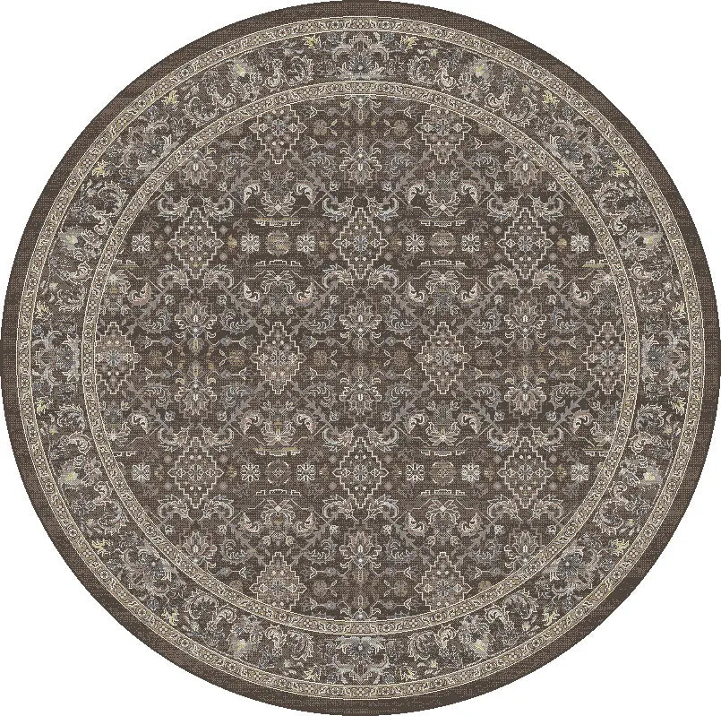Dynamic Rugs Ancient Garden 57276 Dark Brown/Beige/Blue Rug - Round