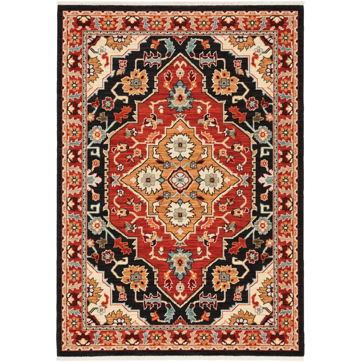 Oriental Weavers Sphinx Lilihan 4929A Black/ Red Rugs - main flat