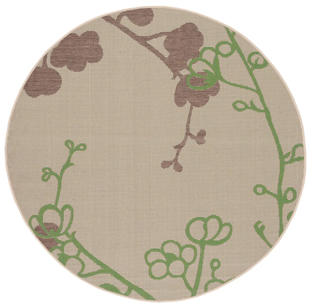 Safavieh Courtyard 5'-3" x 5'-3" Rug in Natural / Olive