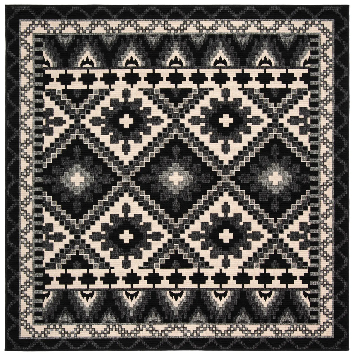 Safavieh Veranda 6'-7" x 6'-7" Rug in Black / Beige