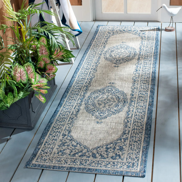 Safavieh Courtyard 2'-3" x 10'-0" Rug in Light Grey / Blue