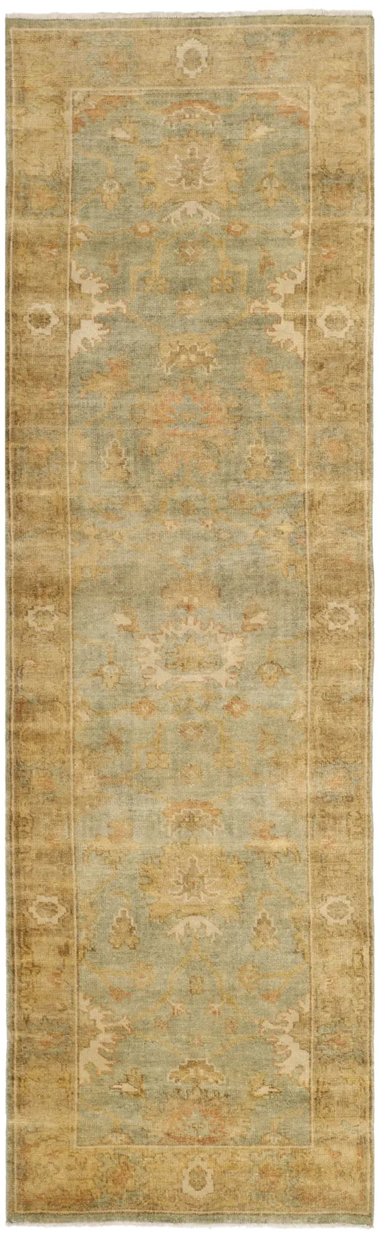 Safavieh Oushak 3'-0" x 10'-0" Rug in Dark Green / Brown
