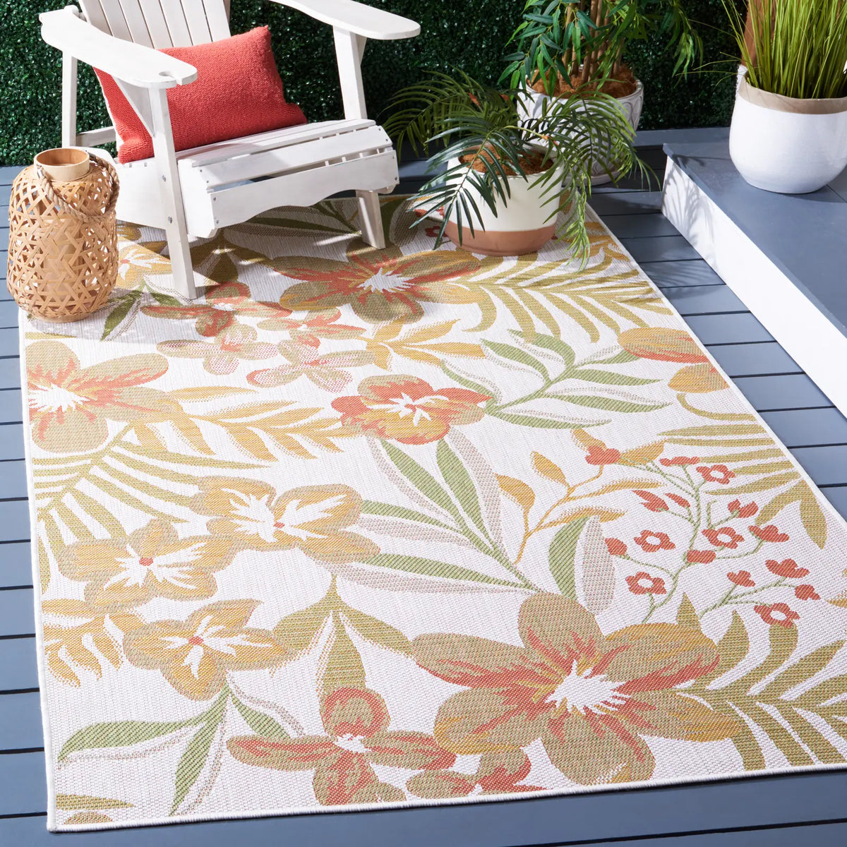 Safavieh Courtyard 4'-0" x 5'-7" Rug in Beige / Rust