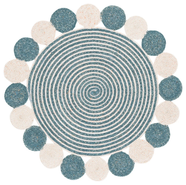 Safavieh Braided 3'-0" x 3'-0" Rug in Turquoise / Peach