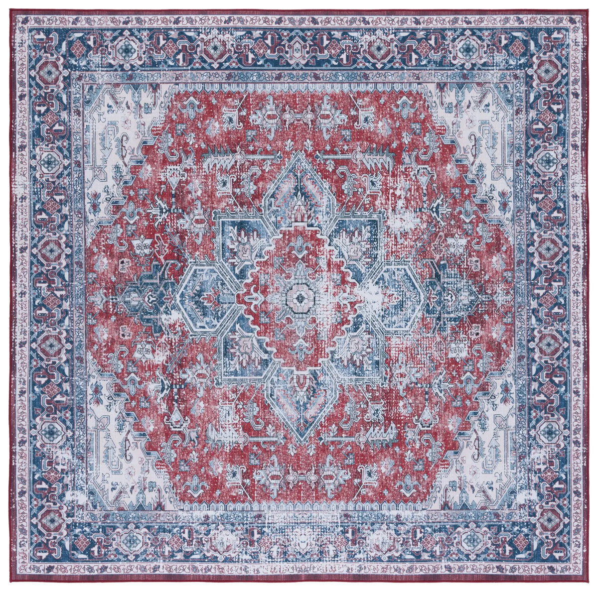 Safavieh Tucson 6'-0" x 6'-0" Rug in Red / Navy