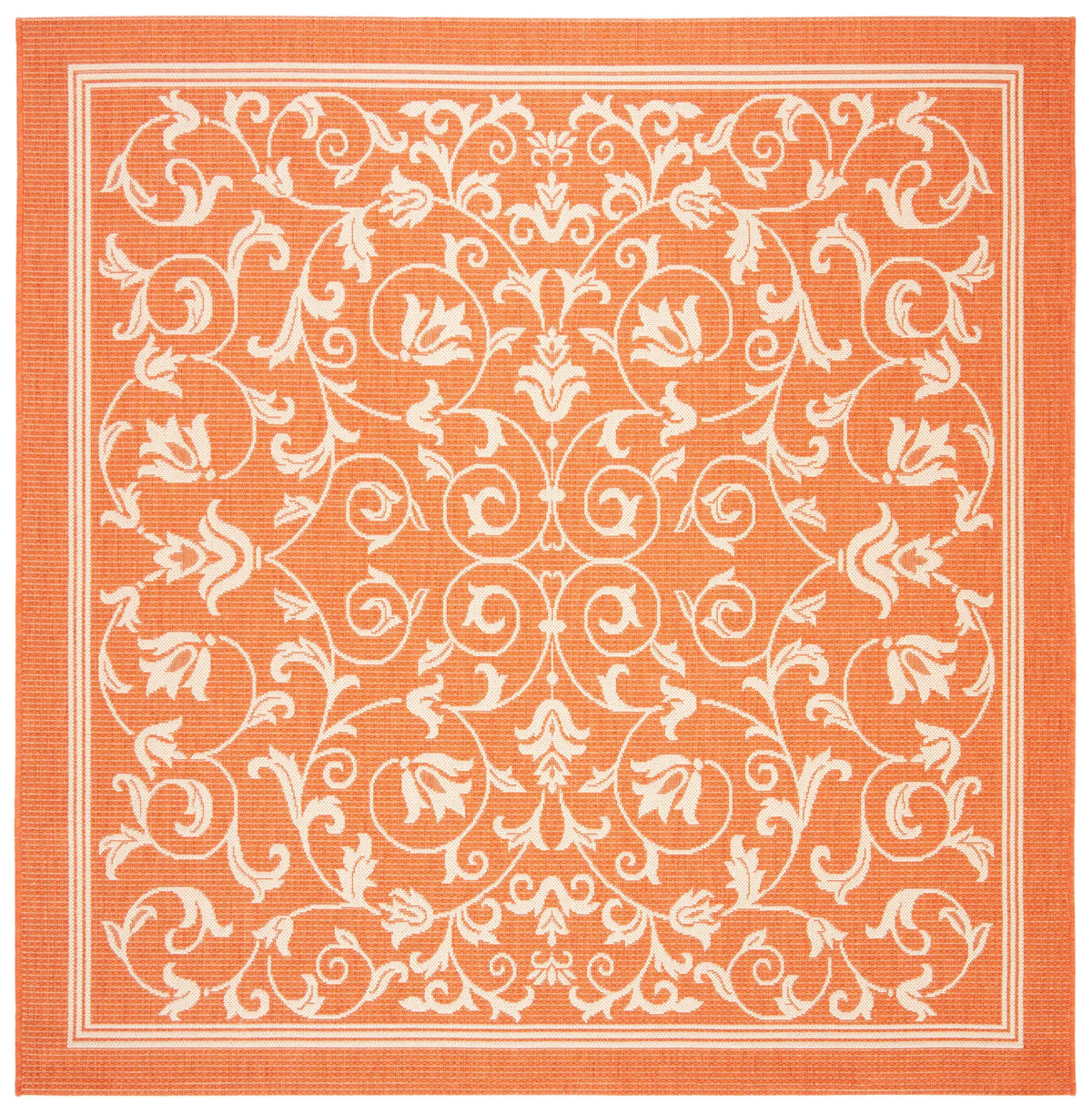 Safavieh Courtyard 6'-7" x 6'-7" Rug in Terracotta / Natural