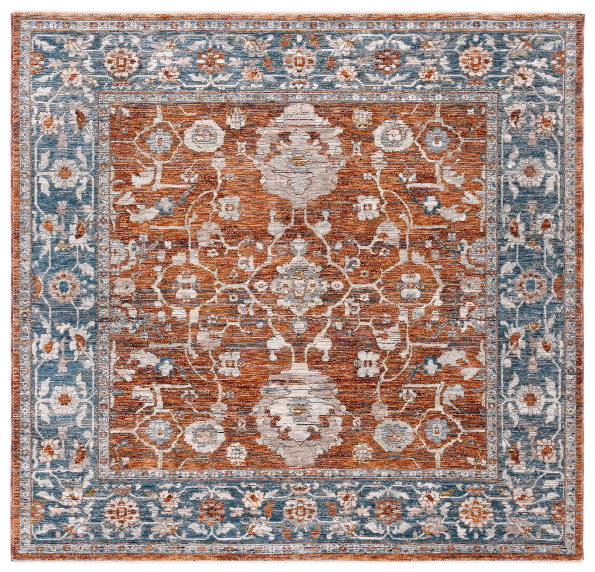 Safavieh Heirloom 700 6'-3" x 6'-3" Rug in Rust / Blue