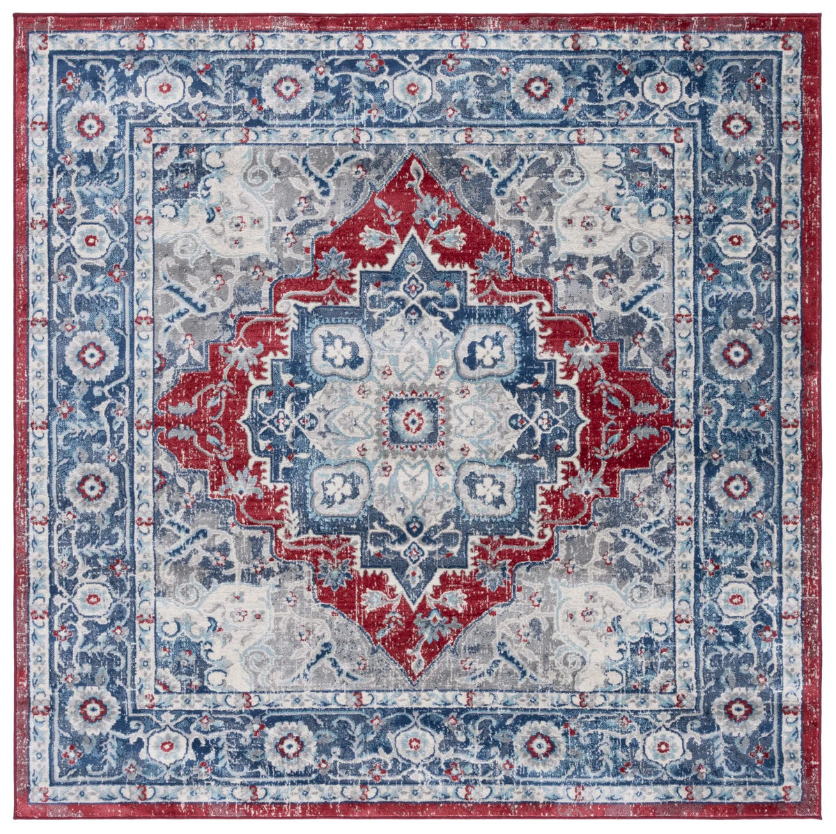 Safavieh Brentwood 6'-7" x 6'-7" Rug in Blue / Red