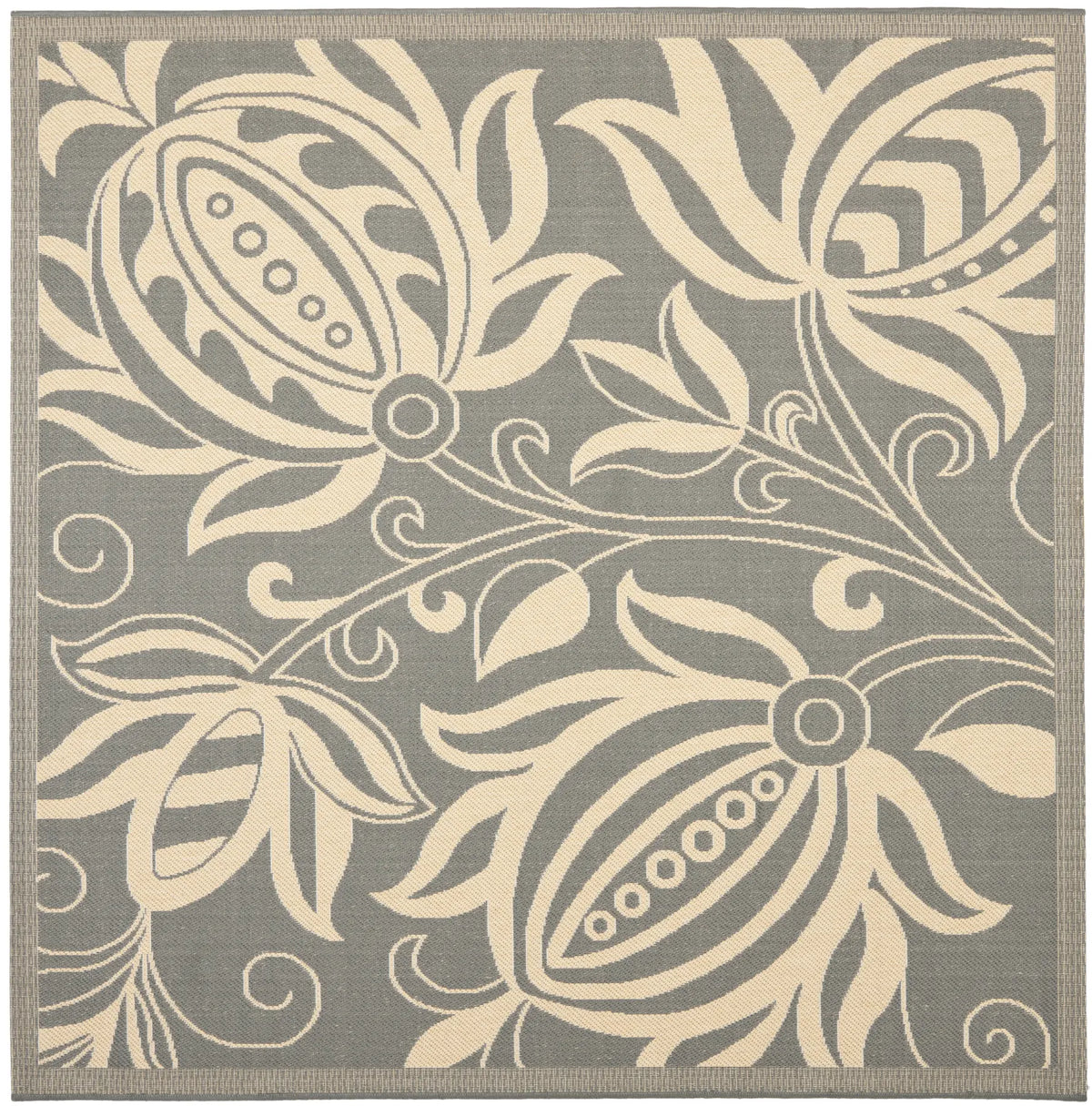 Safavieh Courtyard 6'-7" x 6'-7" Rug in Grey / Natural