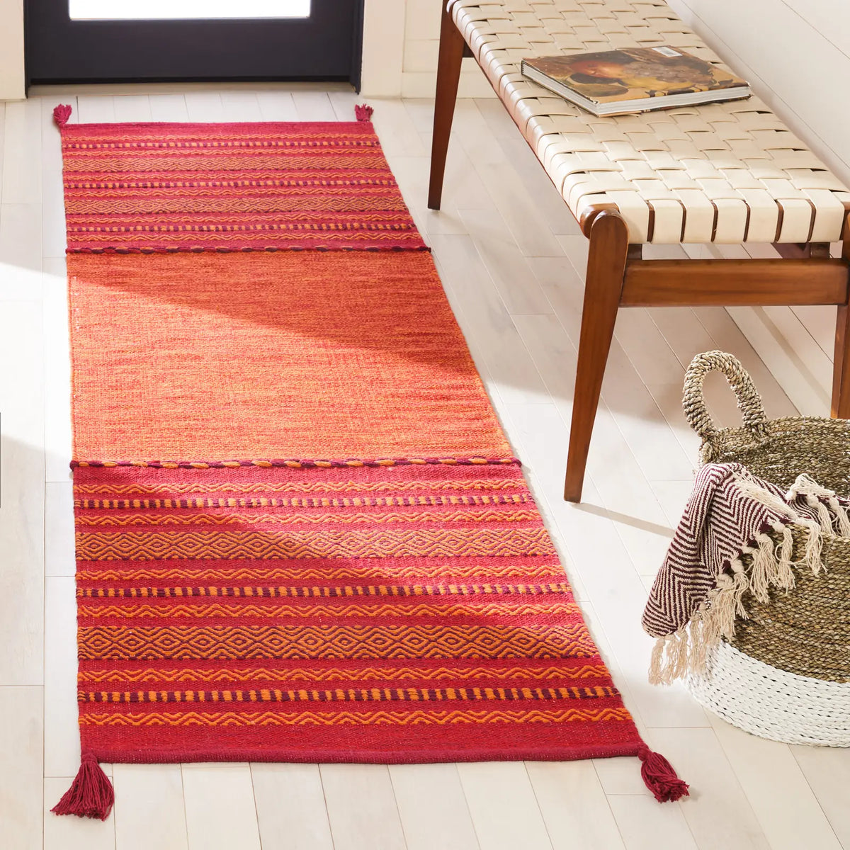 Safavieh Montauk 2'-6" x 10'-0" Rug in Orange / Red
