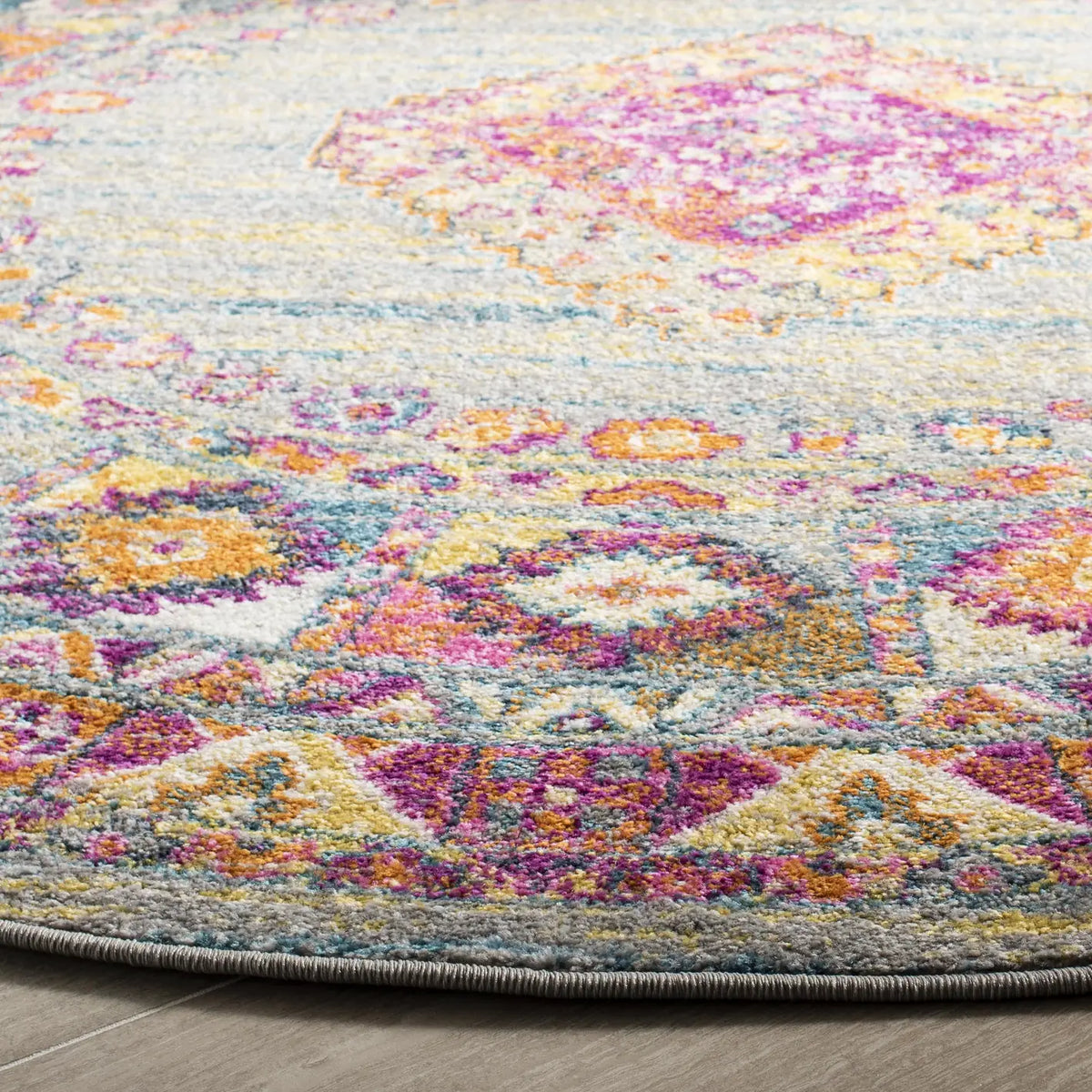 Safavieh Madison 6'-7" x 6'-7" Rug in Light Grey / Fuchsia