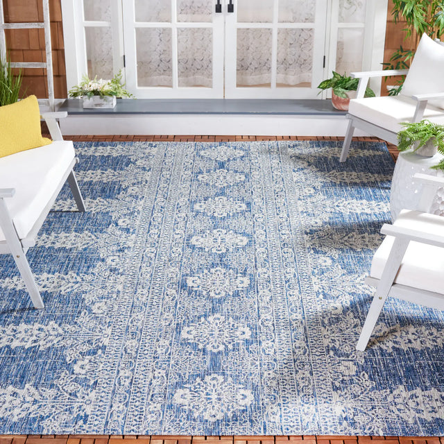 Safavieh Courtyard 8'-0" x 11'-0" Rug in Navy / Grey