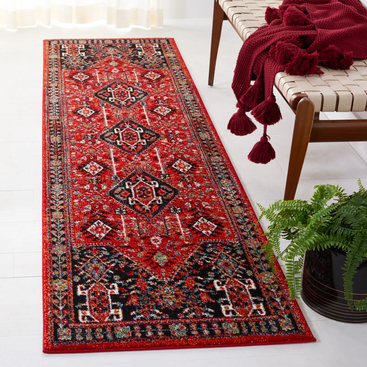 Safavieh Vintage Hamadan 2'-3" x 8'-0" Rug in Red / Black