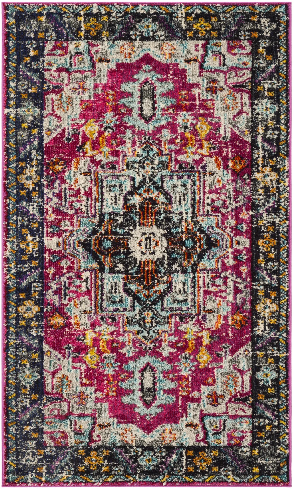 Safavieh Monaco 3'-0" x 5'-0" Rug in Fuchsia / Grey