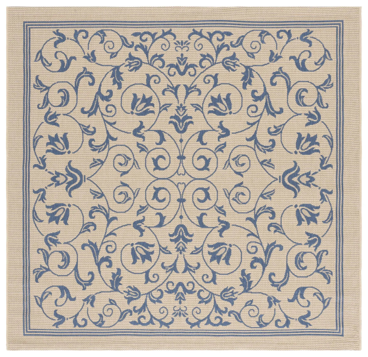 Safavieh Courtyard 6'-7" x 6'-7" Rug in Natural / Blue