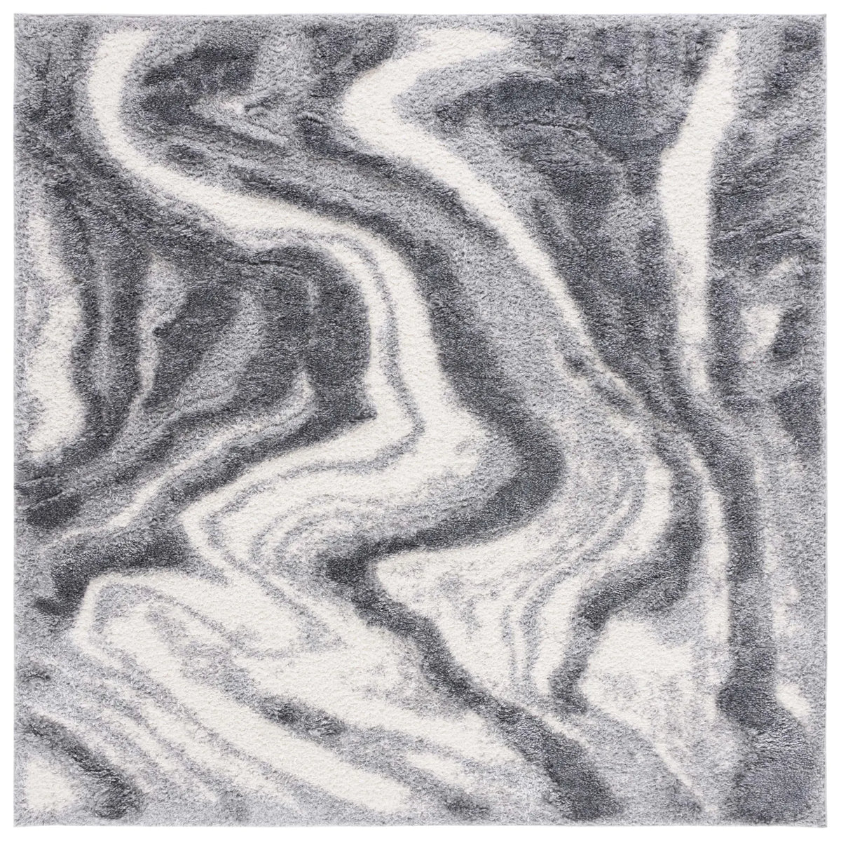 Safavieh Hi-Lo Shag 6'-7" x 6'-7" Rug in Grey / Light Grey