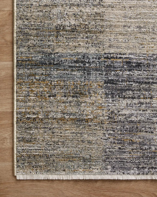 Loloi Soho Soh-08 Grey/Gold Rug - corner on wood